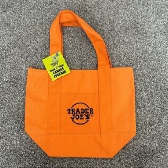 Trader Joe's Halloween Orange & Purple Canvas Mini Tote NWT - Picture 2 of 2